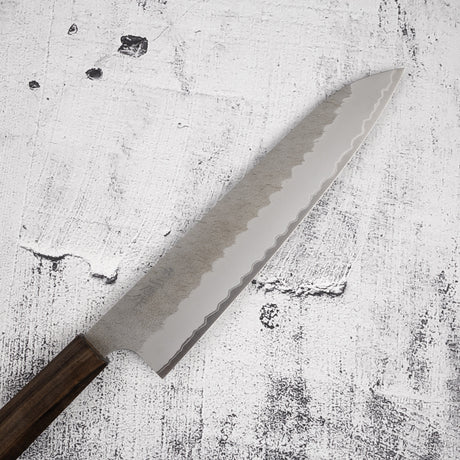 二唐刃物鍛造所 青紙スーパー 牛刀 240mm 黒打ち 槌目 チャカテ