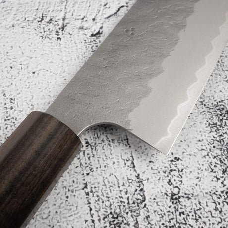 二唐刃物鍛造所 青紙スーパー 切付牛刀 240mm 黒打ち 槌目 チャカテ