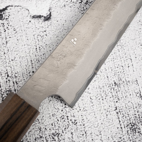 二唐刃物鍛造所 青紙スーパー 先丸筋引 300mm 黒打ち 槌目 チャカテ