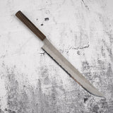 二唐刃物鍛造所 青紙スーパー 先丸筋引 300mm 黒打ち 槌目 チャカテ