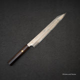 二唐刃物鍛造所 暗門 黒染め 青二鋼 ダマスカス 切付柳刃 270mm