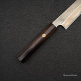 二唐刃物鍛造所 暗門 黒染め 青二鋼 ダマスカス 切付柳刃 270mm