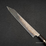 二唐刃物鍛造所 暗門 黒染め 青二鋼 ダマスカス 切付柳刃 270mm