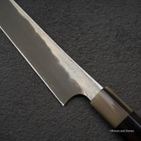 二唐刃物鍛造所 暗門 黒染め 青二鋼 ダマスカス 切付柳刃 300mm