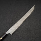 二唐刃物鍛造所 暗門 黒染め 青二鋼 ダマスカス 先丸蛸引き 300mm