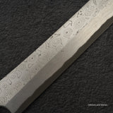 二唐刃物鍛造所 暗門 黒染め 青二鋼 ダマスカス 先丸蛸引き 330mm