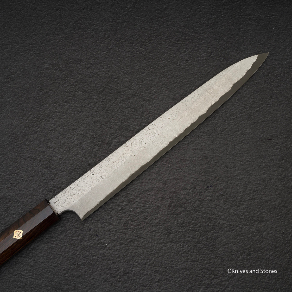 二唐刃物鍛造所 暗門 黒染め 青二鋼 ダマスカス 柳刃 270mm