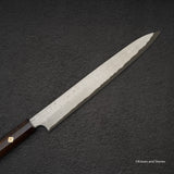 二唐刃物鍛造所 暗門 黒染め 青二鋼 ダマスカス 柳刃 270mm