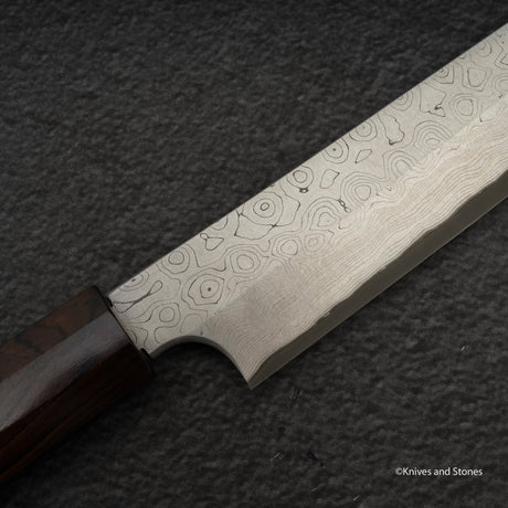 二唐刃物鍛造所 暗門 黒染め 青二鋼 ダマスカス 柳刃 270mm