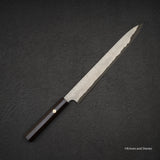 二唐刃物鍛造所 暗門 黒染め 青二鋼 ダマスカス 柳刃 300mm