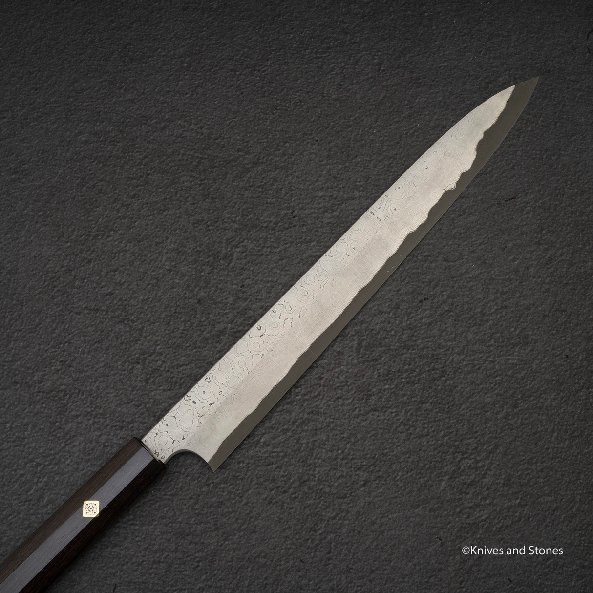 二唐刃物鍛造所 暗門 黒染め 青二鋼 ダマスカス 柳刃 300mm