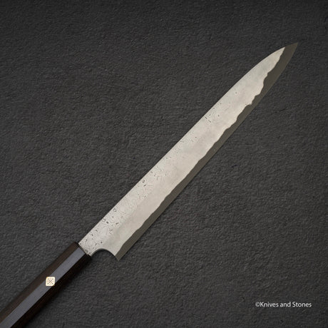 二唐刃物鍛造所 暗門 黒染め 青二鋼 ダマスカス 柳刃 300mm