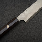 二唐刃物鍛造所 暗門 黒染め 青二鋼 ダマスカス 柳刃 300mm
