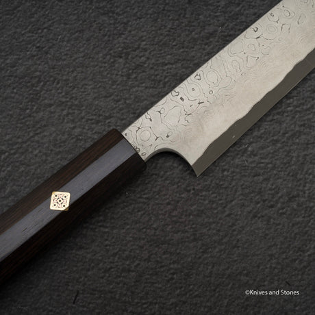 二唐刃物鍛造所 暗門 黒染め 青二鋼 ダマスカス 柳刃 300mm