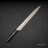二唐刃物鍛造所 暗門 黒染め 青二鋼 ダマスカス 柳刃 330mm