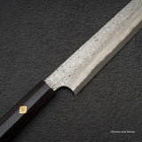 二唐刃物鍛造所 暗門 黒染め 青二鋼 ダマスカス 柳刃 330mm