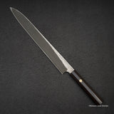 二唐刃物鍛造所 暗門 黒染め 青二鋼 ダマスカス 柳刃 330mm