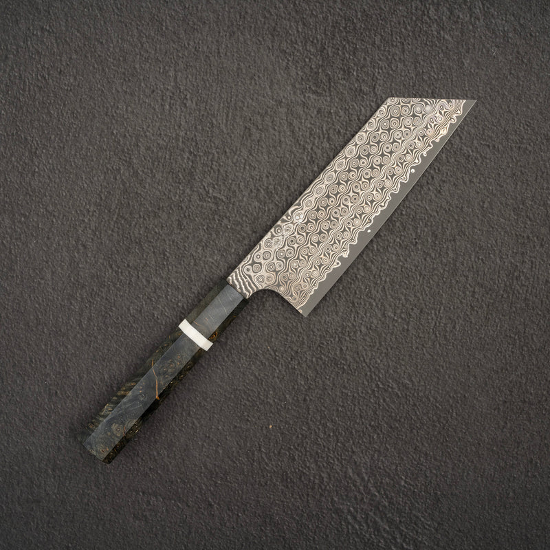 二唐刃物鍛造所 暗紋 SG2 ダマスカス 菜切 180mm バーチ柄