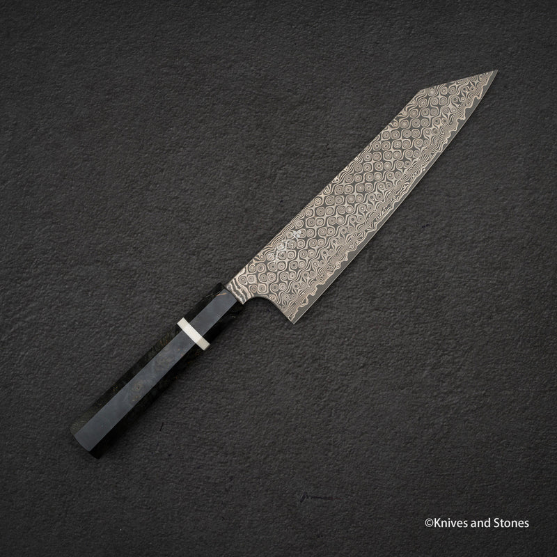 二唐刃物鍛造所 暗紋 SG2 レインドロップダマスカス 切付牛刀 240mm