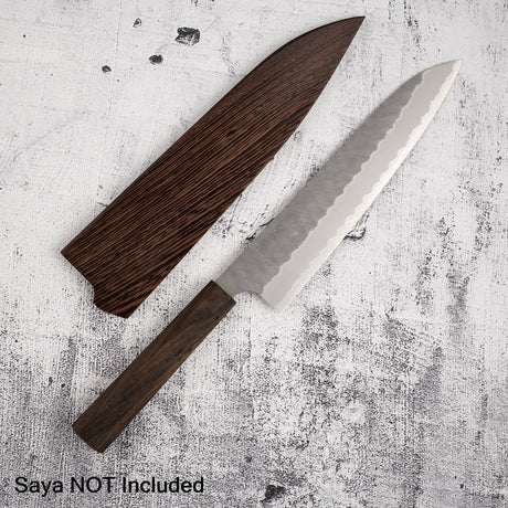 二唐刃物鍛造所 青紙スーパー 牛刀 240mm 黒打ち 槌目 チャカテ