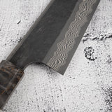 二唐刃物鍛造所 銀三鋼 黒染め ダマスカス 文化 180mm