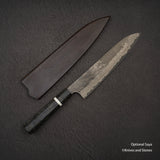 二唐刃物鍛造所 銀三鋼 黒染め ダマスカス 牛刀 240mm バーチハンドル
