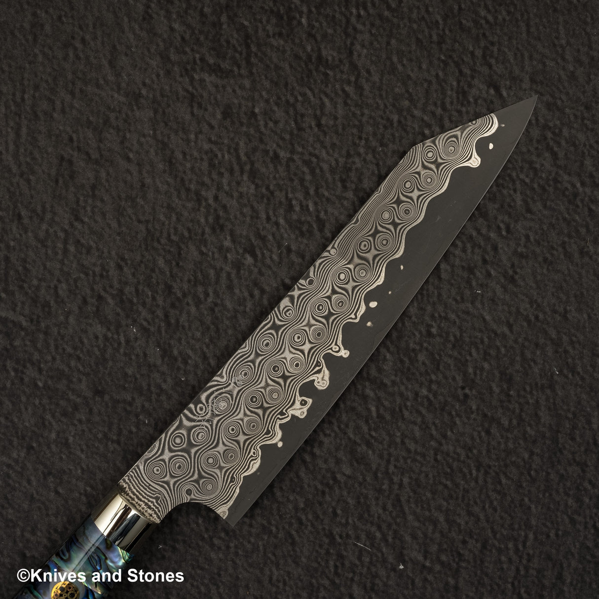 二唐刃物鍛造所 暗紋 SG2 レインドロップダマスカス ペティ 150mm