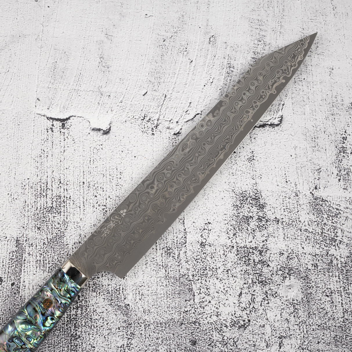 二唐刃物鍛造所 暗紋 SG2 レインドロップダマスカス 切付筋引 240mm