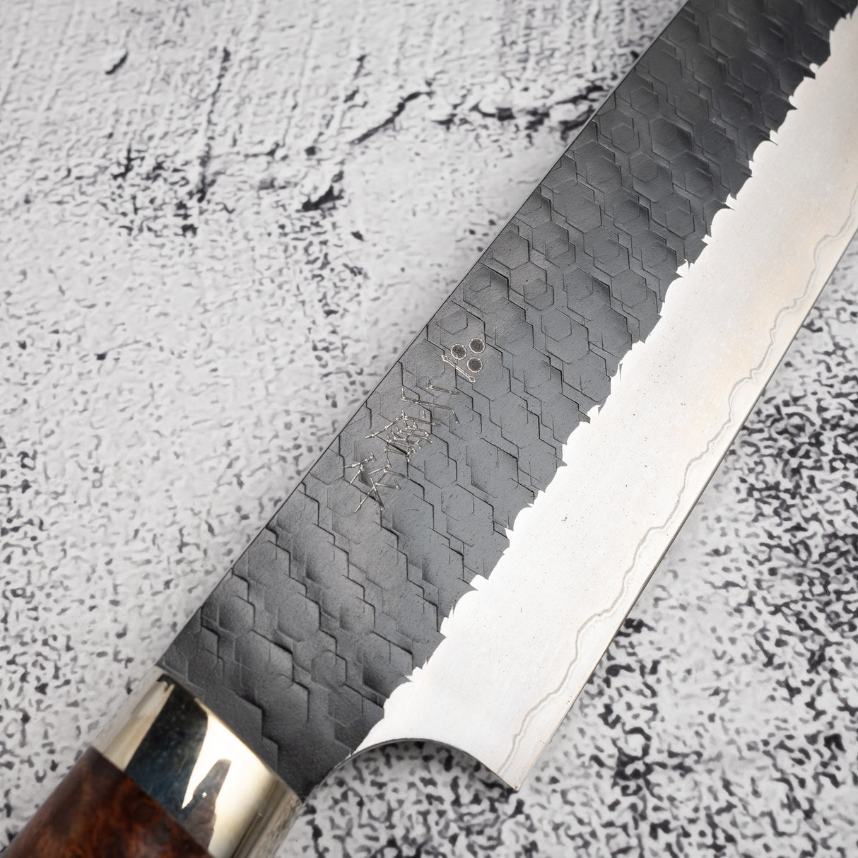 二唐刃物鍛造所 SG2 切付筋引 255mm 槌目 黒打ち