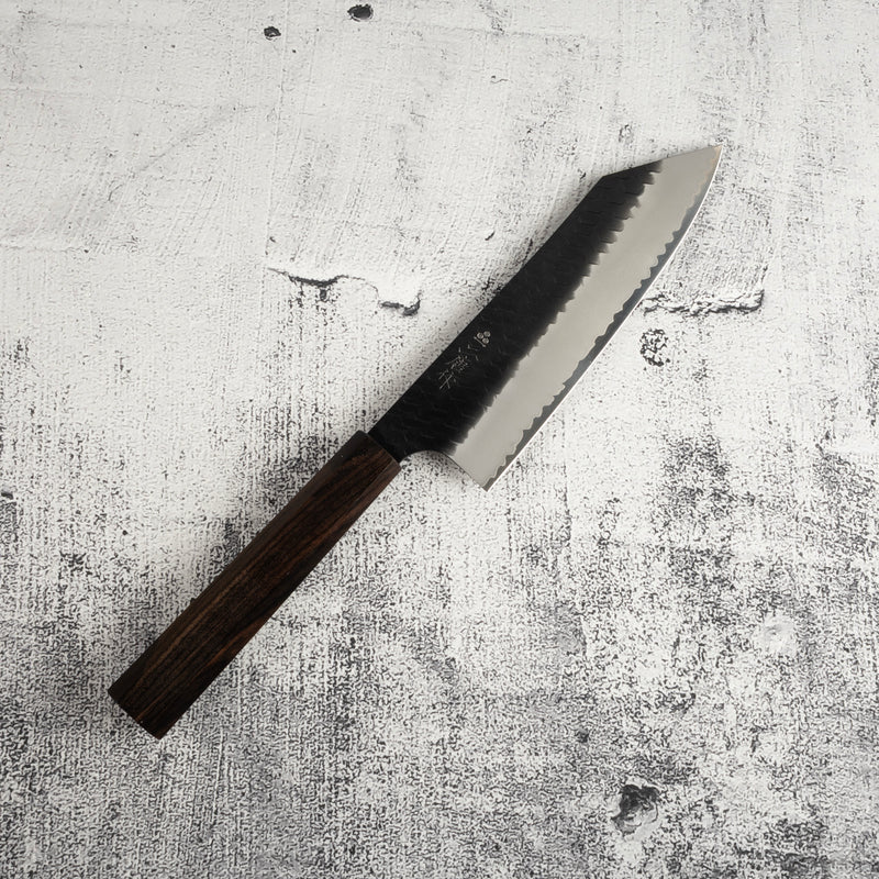 二唐刃物鍛造所 スーパーゴールド2 黒打ち 槌目 文化 180mm