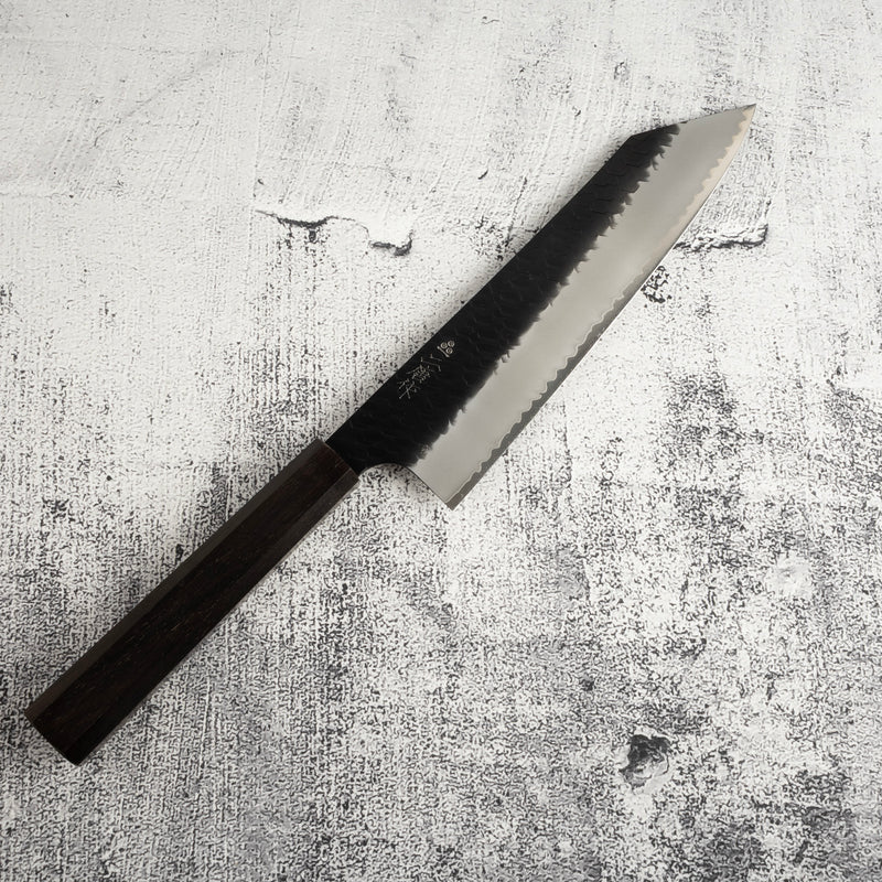 二唐刃物鍛造所 スーパーゴールド2 黒打ち 槌目 切付牛刀 210mm