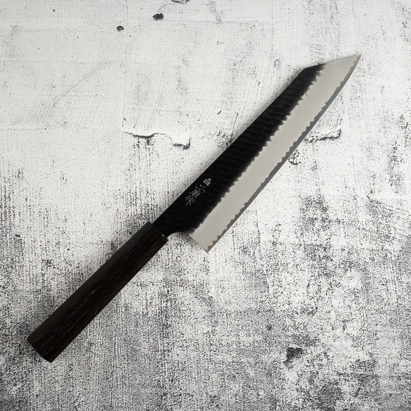 二唐刃物鍛造所 スーパーゴールド2 黒打ち 槌目 切付牛刀 240mm