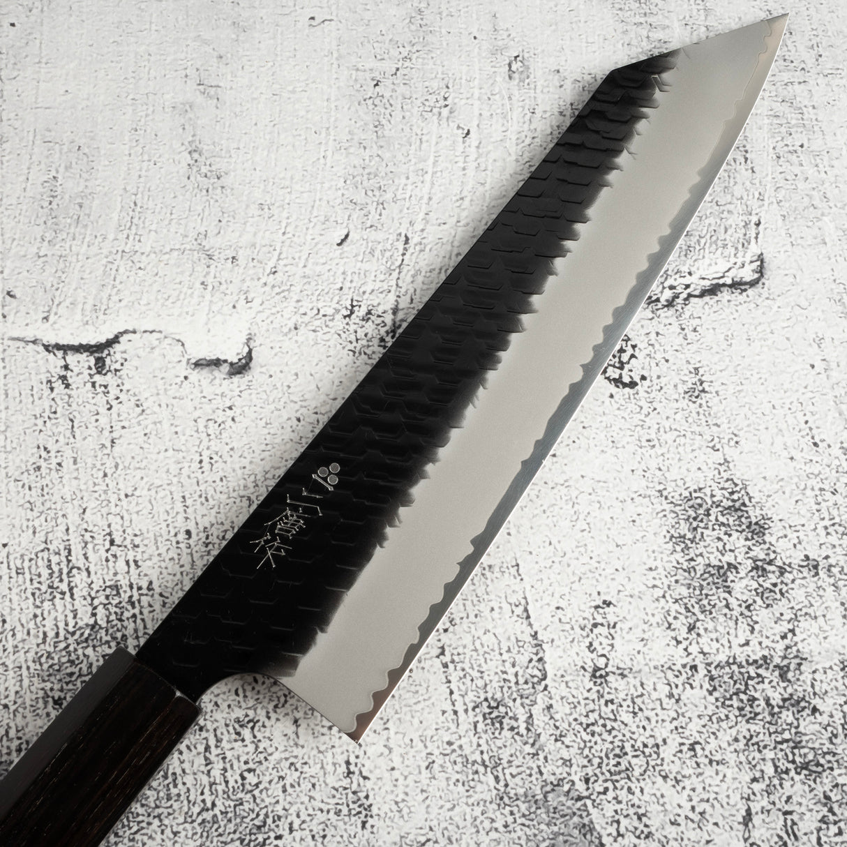 二唐刃物鍛造所 スーパーゴールド2 黒打ち 槌目 切付牛刀 240mm