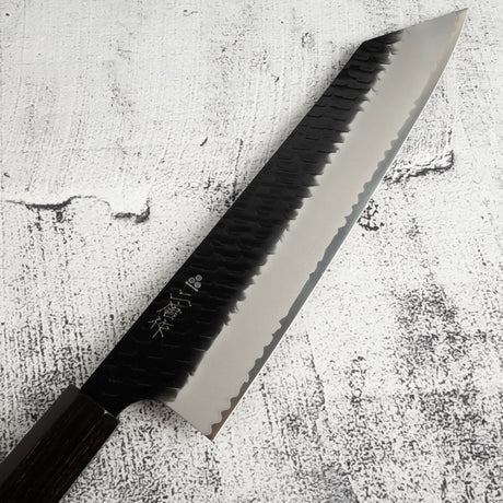 二唐刃物鍛造所 スーパーゴールド2 黒打ち 槌目 切付牛刀 240mm