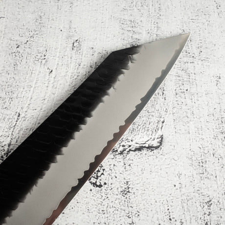 二唐刃物鍛造所 スーパーゴールド2 黒打ち 槌目 切付牛刀 240mm