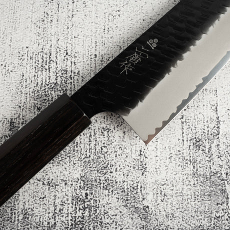 二唐刃物鍛造所 スーパーゴールド2 黒打ち 槌目 切付牛刀 240mm