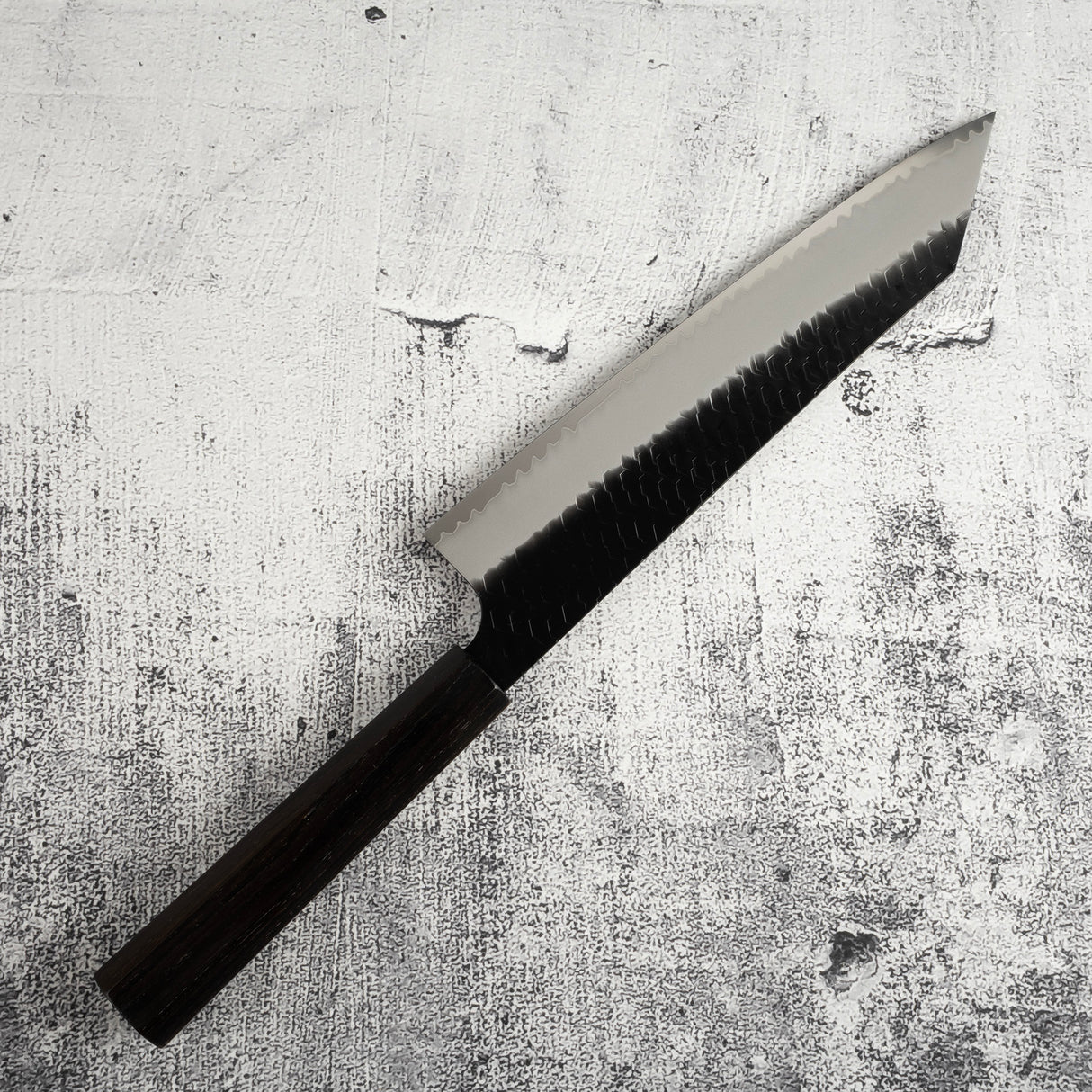 二唐刃物鍛造所 スーパーゴールド2 黒打ち 槌目 切付牛刀 240mm