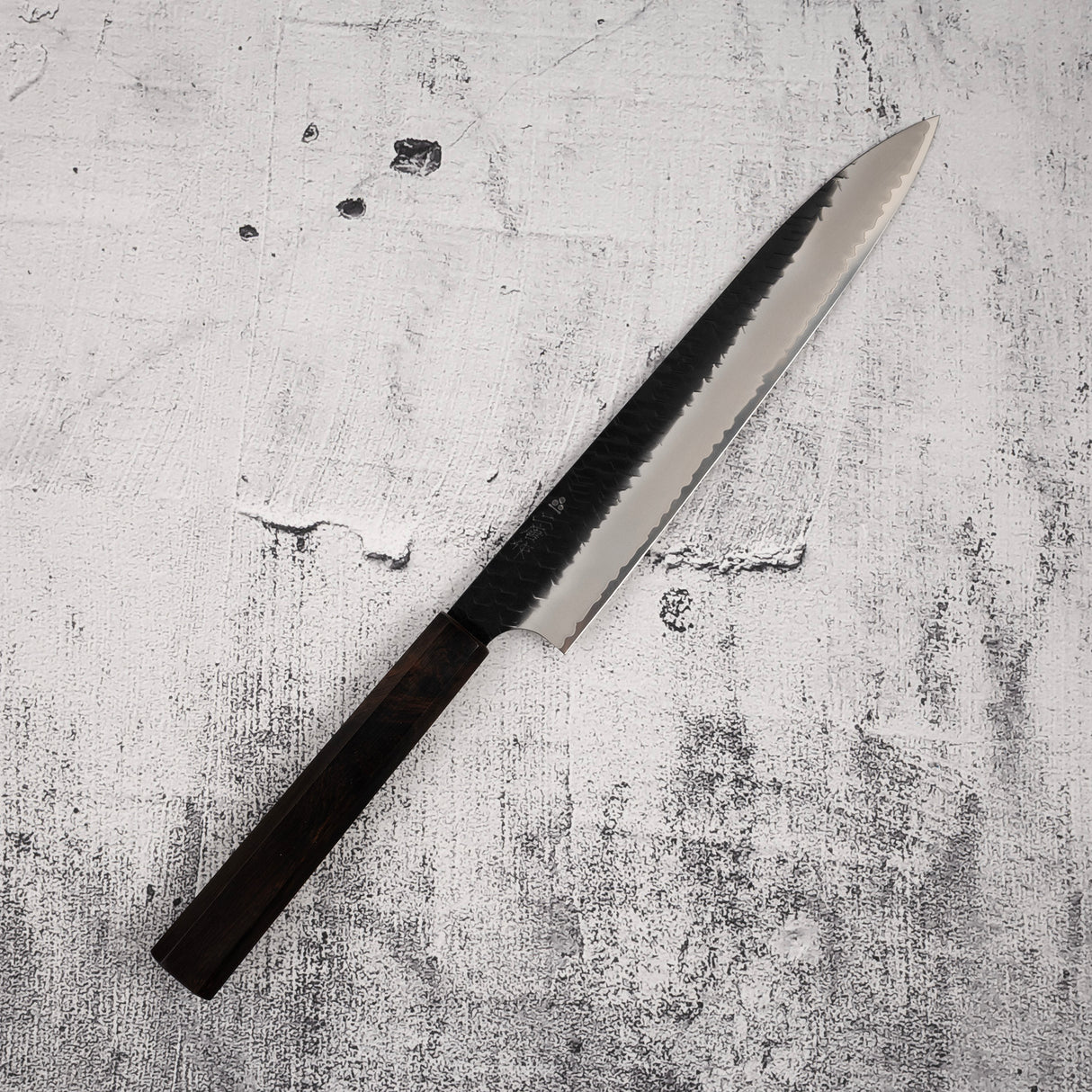 二唐刃物鍛造所 スーパーゴールド2 黒打ち 槌目 筋引 240mm
