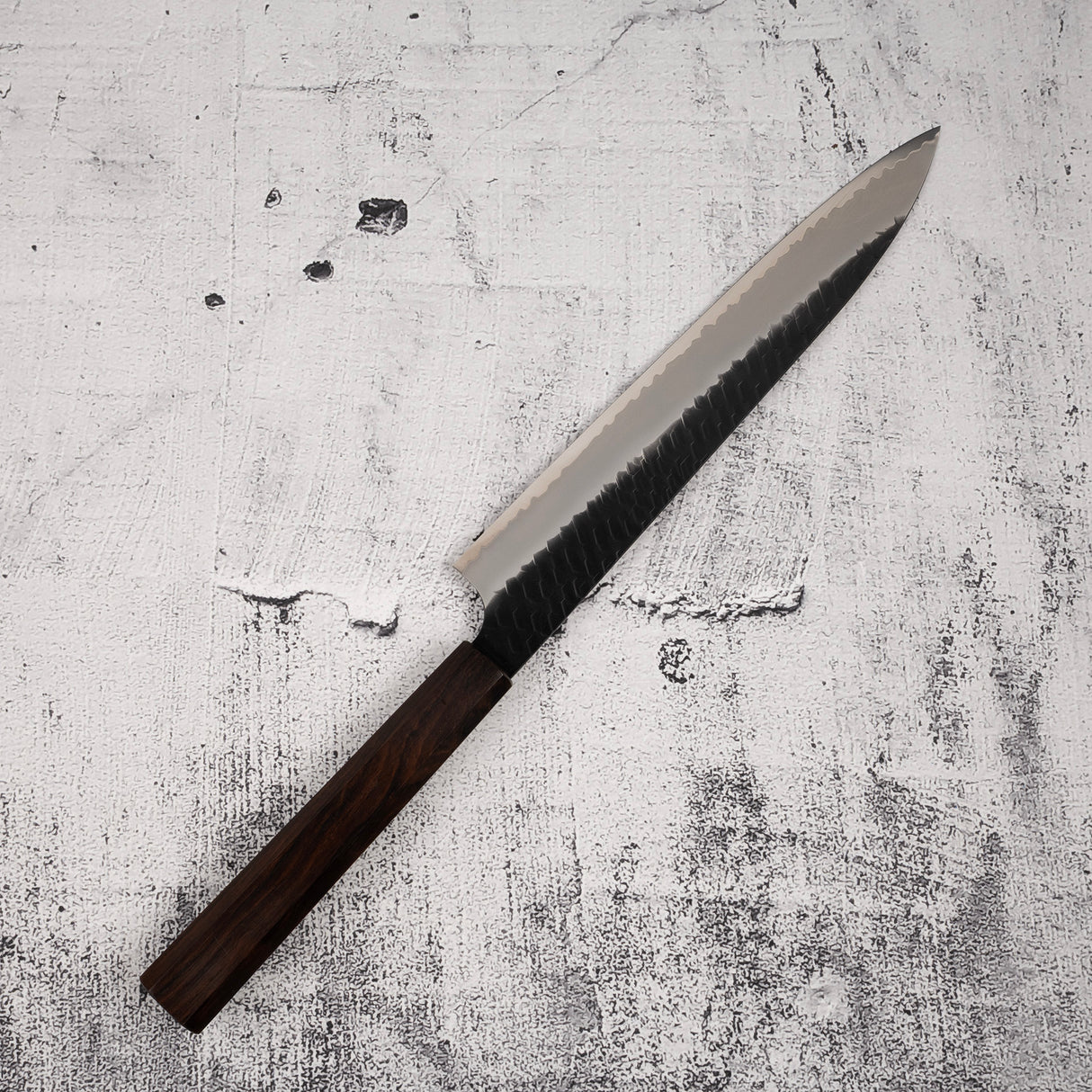 二唐刃物鍛造所 スーパーゴールド2 黒打ち 槌目 筋引 240mm