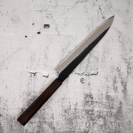 二唐刃物鍛造所 スーパーゴールド2 黒打ち 槌目 筋引 240mm