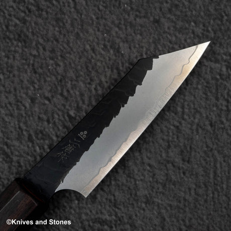 二唐刃物鍛造所 スーパーゴールド2 黒打ち 槌目 切付ペティ 90mm