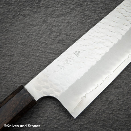 二唐刃物鍛造所 スーパーゴールド2 槌目 マット磨き 菜切 180mm
