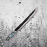 二唐刃物鍛造所 スーパーゴールド2 先丸筋引 300mm 黒打ち 槌目 白蝶貝ハンドル