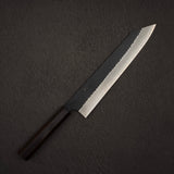 二唐刃物鍛造所 スーパーゴールド2 槌目 黒打ち 切付牛刀 270mm エボニーハンドル