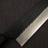 二唐刃物鍛造所 スーパーゴールド2 槌目 黒打ち 切付牛刀 270mm エボニーハンドル