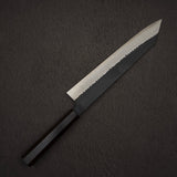 二唐刃物鍛造所 スーパーゴールド2 槌目 黒打ち 切付牛刀 270mm エボニーハンドル