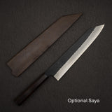 二唐刃物鍛造所 スーパーゴールド2 槌目 黒打ち 切付牛刀 270mm エボニーハンドル