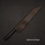 二唐刃物鍛造所 スーパーゴールド2 槌目 黒打ち 切付牛刀 270mm エボニーハンドル