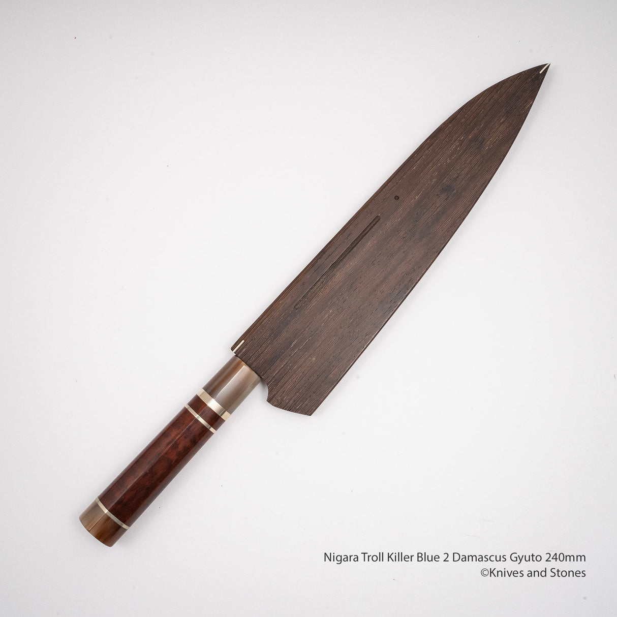 二唐刃物鍛造所 鬼ころし 青二鋼 ダマスカス 牛刀 240mm