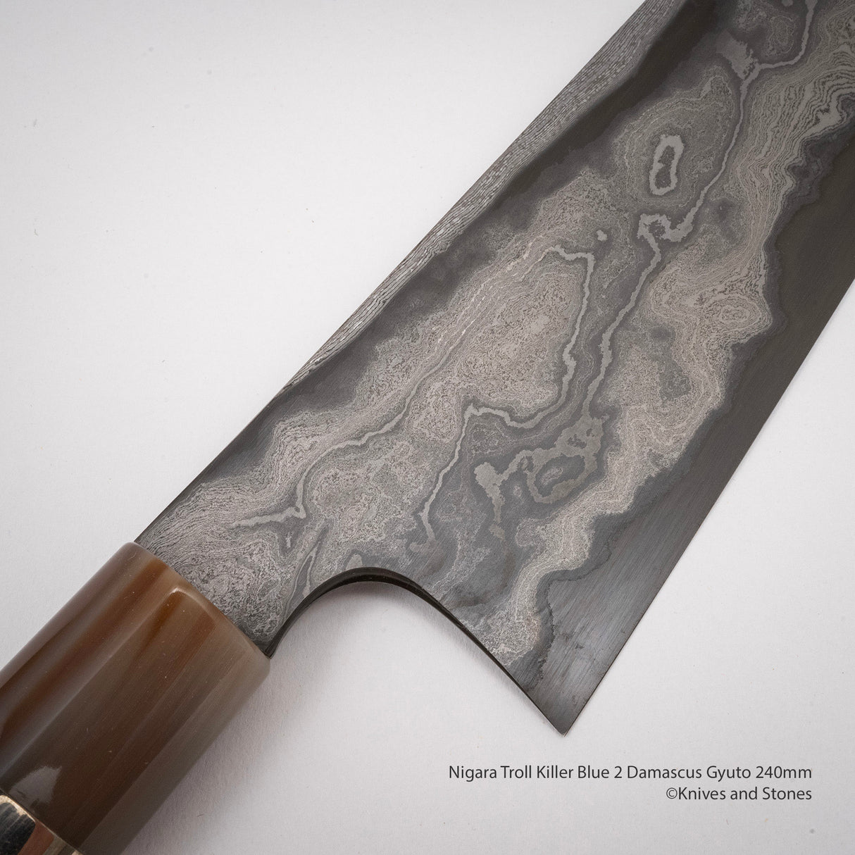二唐刃物鍛造所 鬼ころし 青二鋼 ダマスカス 牛刀 240mm